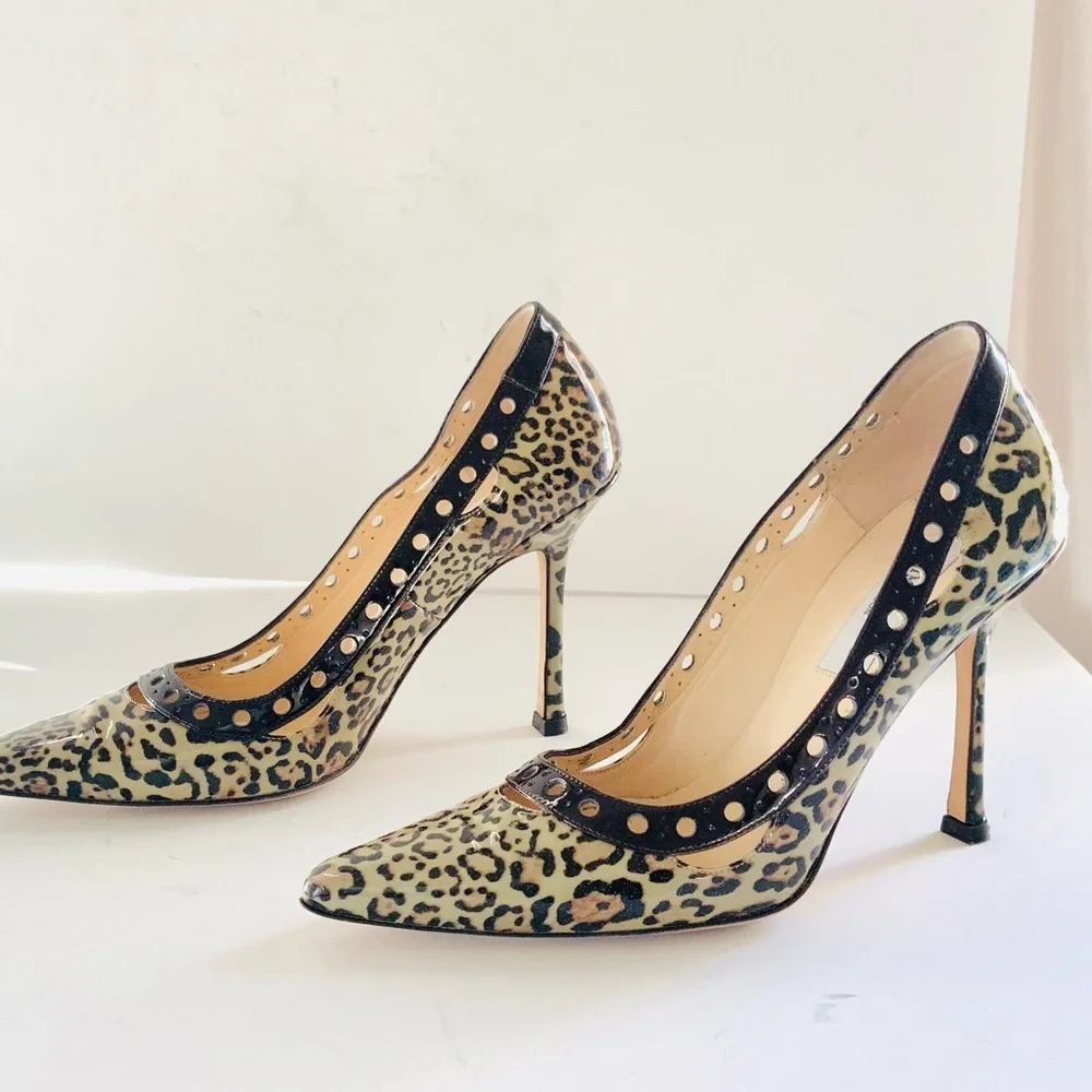 Jimmy Choo animal print beige black heels 38